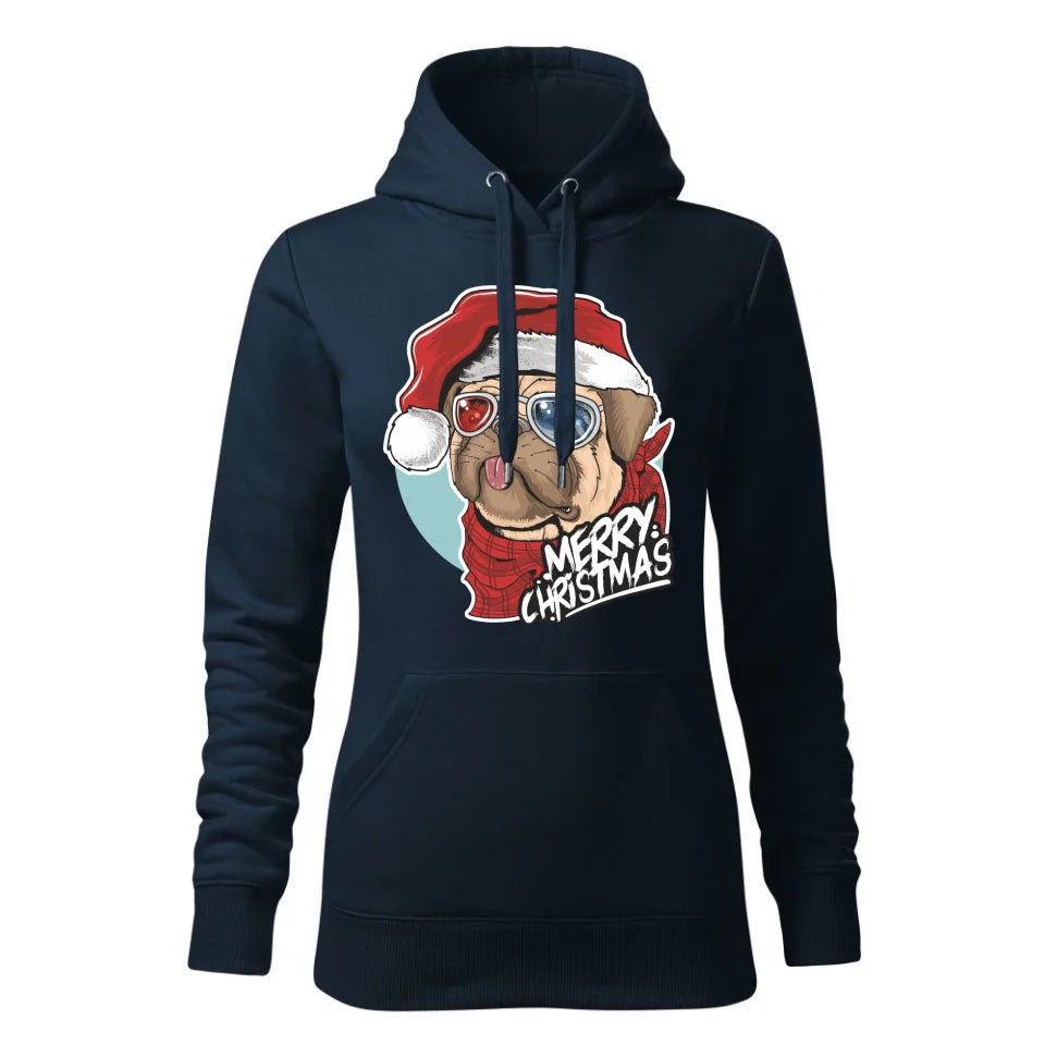 Świąteczna bluza damska z kapturem granatowa na prezent personalizacja hoodie Święta Boże Narodzenie Mikołajki