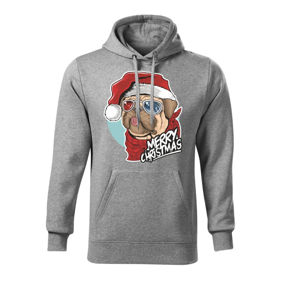 Świąteczna bluza męska z kapturem szara na prezent personalizacja hoodie Święta Boże Narodzenie Mikołajki