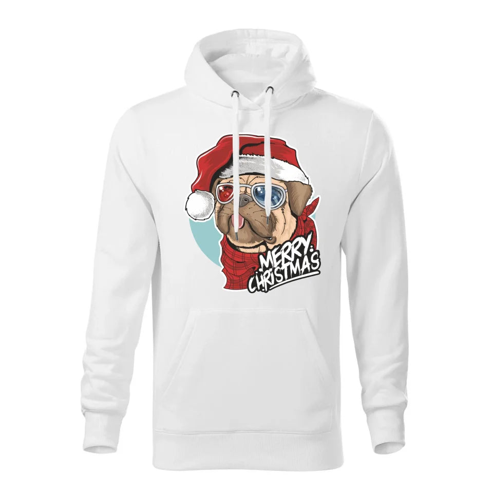 Świąteczna bluza męska z kapturem biała na prezent personalizacja hoodie Święta Boże Narodzenie Mikołajki