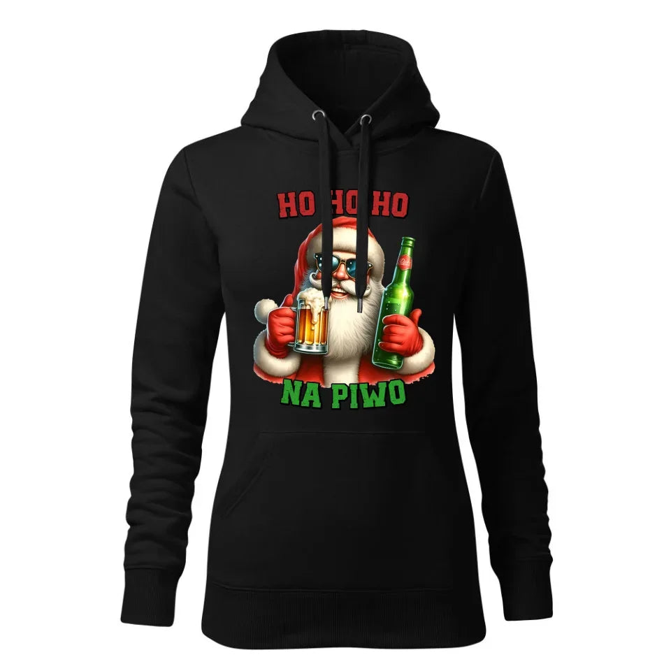 Ho ho ho na piwo | Świąteczna bluza damska z kapturem BN64 - StoryCups.pl
