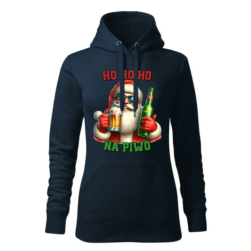 Ho ho ho na piwo | Świąteczna bluza damska z kapturem BN64 - StoryCups.pl
