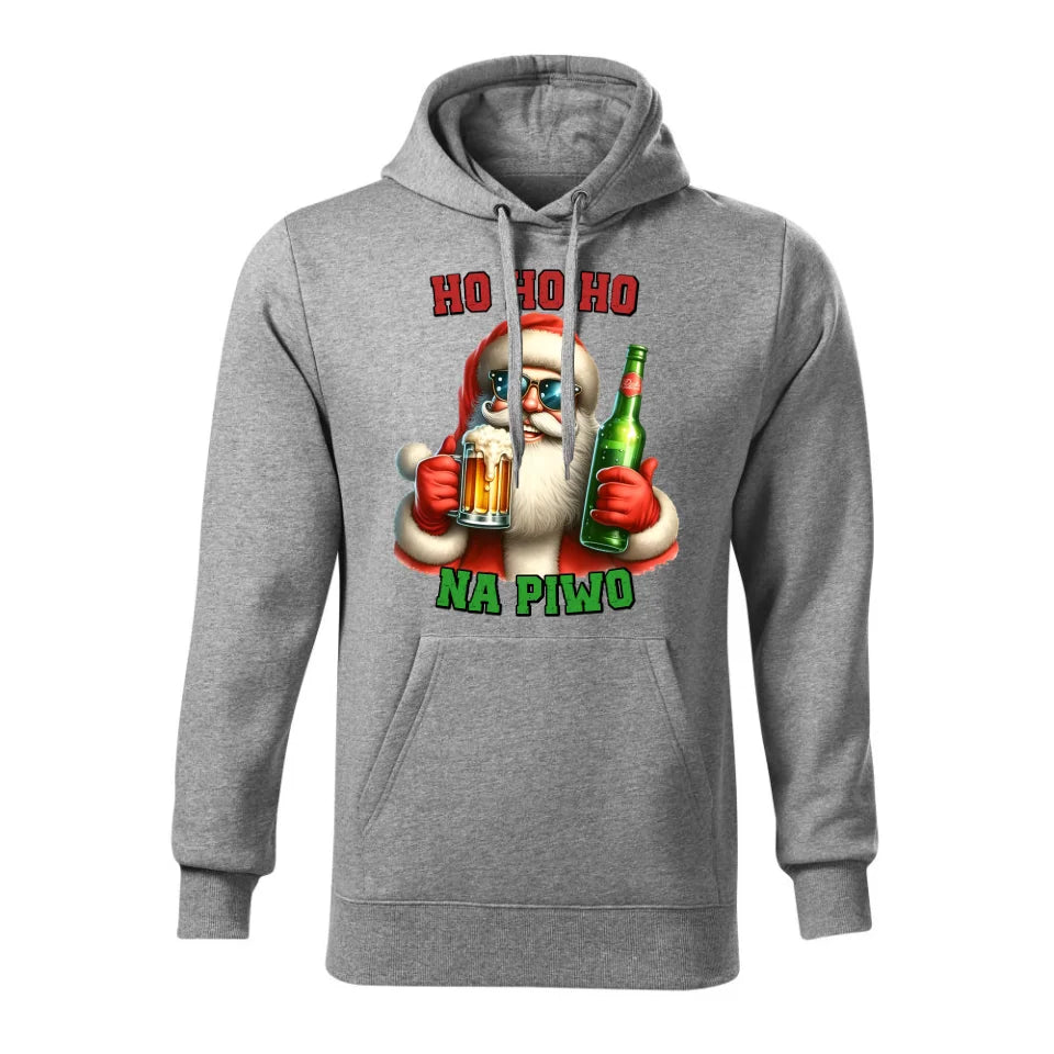 Świąteczna bluza męska z kapturem szara na prezent personalizacja hoodie Święta Boże Narodzenie Mikołajki