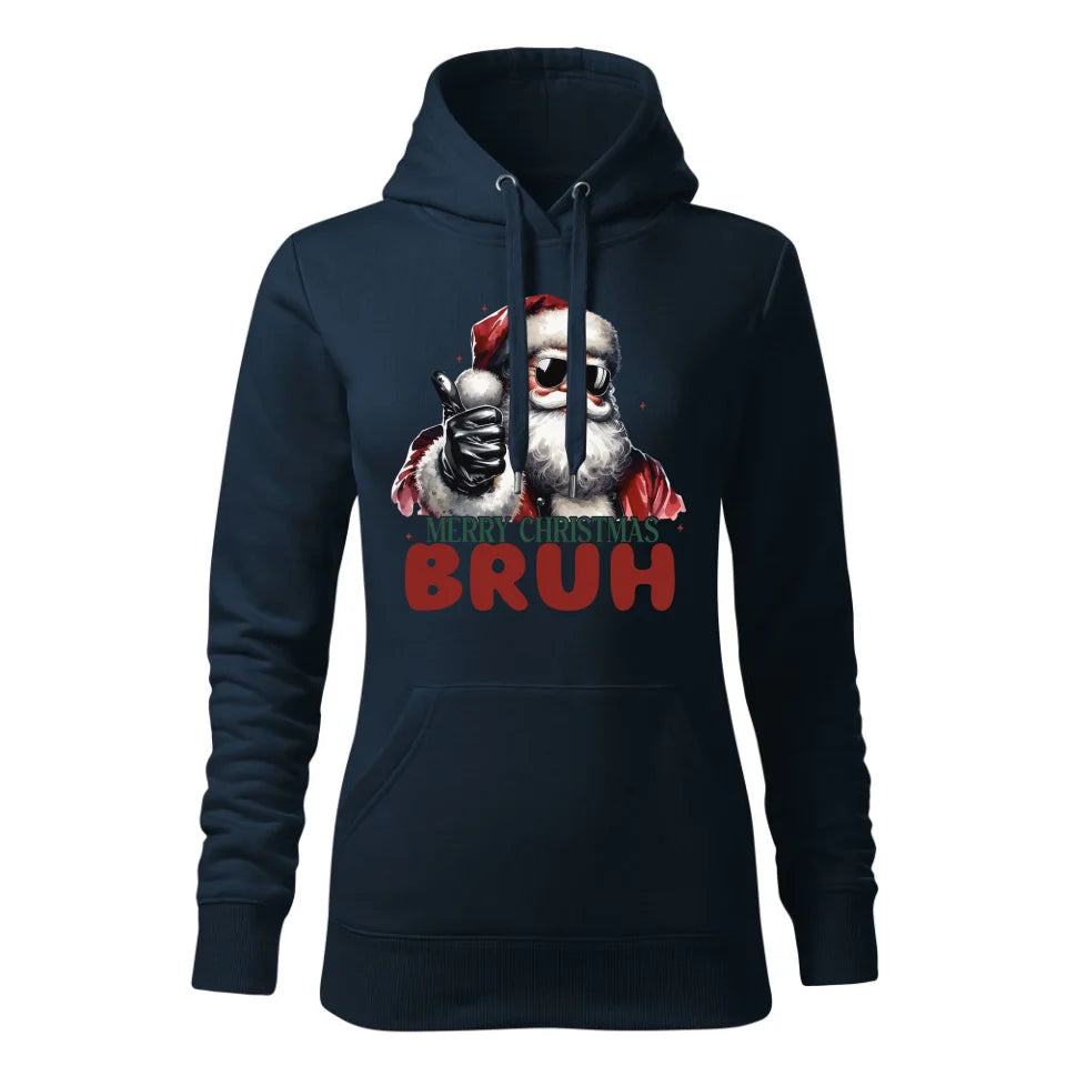 Świąteczna bluza damska z kapturem granatowa na prezent personalizacja hoodie Święta Boże Narodzenie Mikołajki