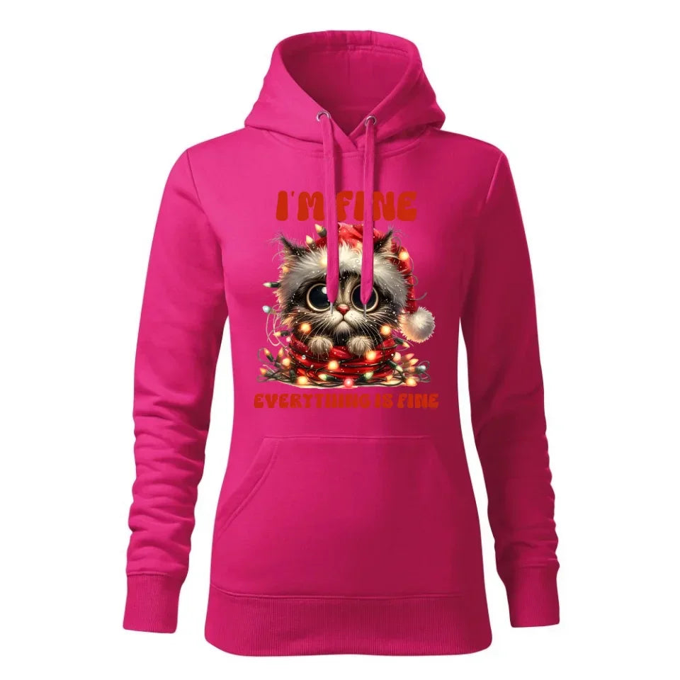 Wszystko jest w porządku | Świąteczna bluza damska z kapturem BN67 - StoryCups.pl