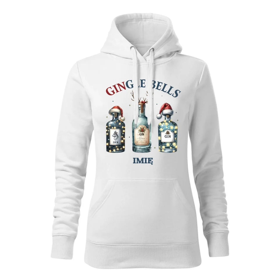 Świąteczna bluza damska z kapturem biała na prezent personalizacja hoodie Święta Boże Narodzenie Mikołajki