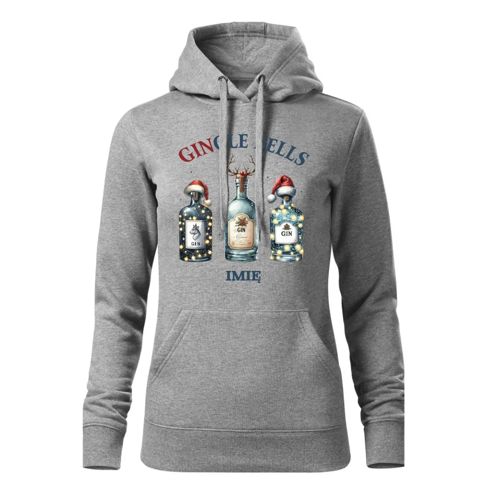 Świąteczna bluza damska z kapturem szara na prezent personalizacja hoodie Święta Boże Narodzenie Mikołajki