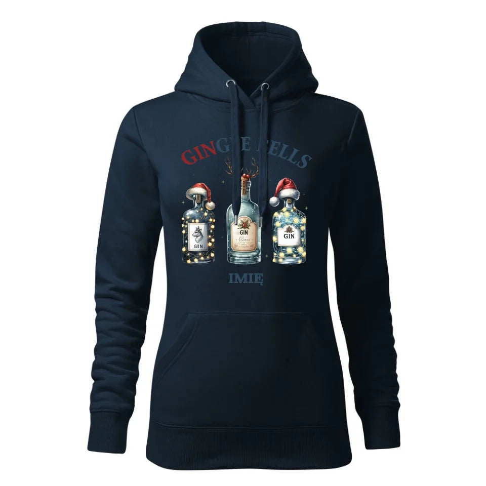 Świąteczna bluza damska z kapturem granatowa na prezent personalizacja hoodie Święta Boże Narodzenie Mikołajki