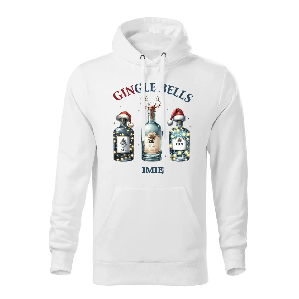 Świąteczna bluza męska z kapturem biała na prezent personalizacja hoodie Święta Boże Narodzenie Mikołajki