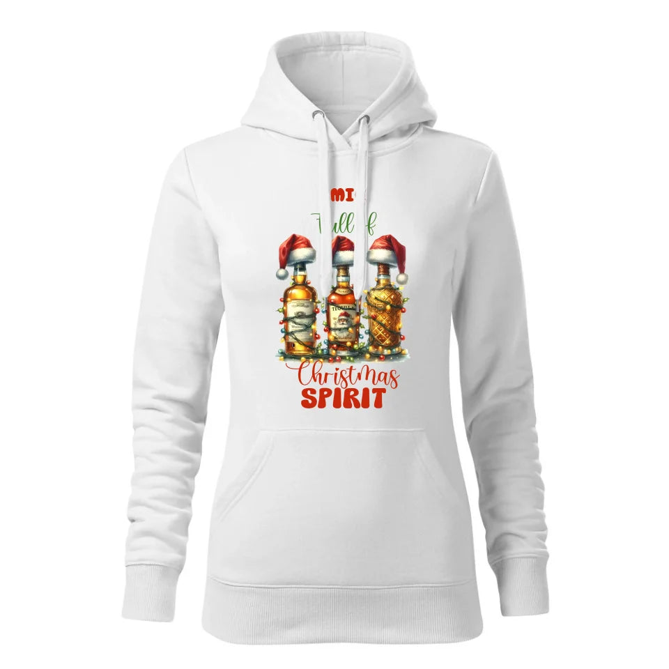 Świąteczna bluza damska z kapturem biała na prezent personalizacja hoodie Święta Boże Narodzenie Mikołajki