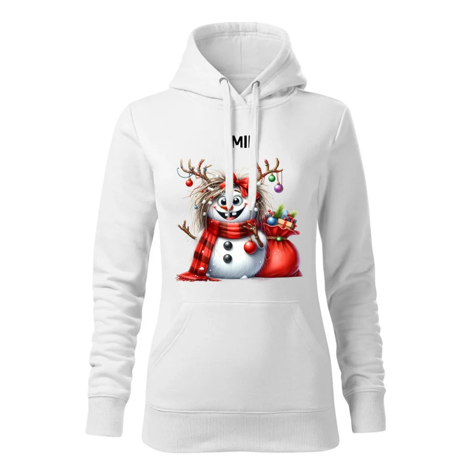 Świąteczna bluza damska z kapturem biała na prezent personalizacja hoodie Święta Boże Narodzenie Mikołajki