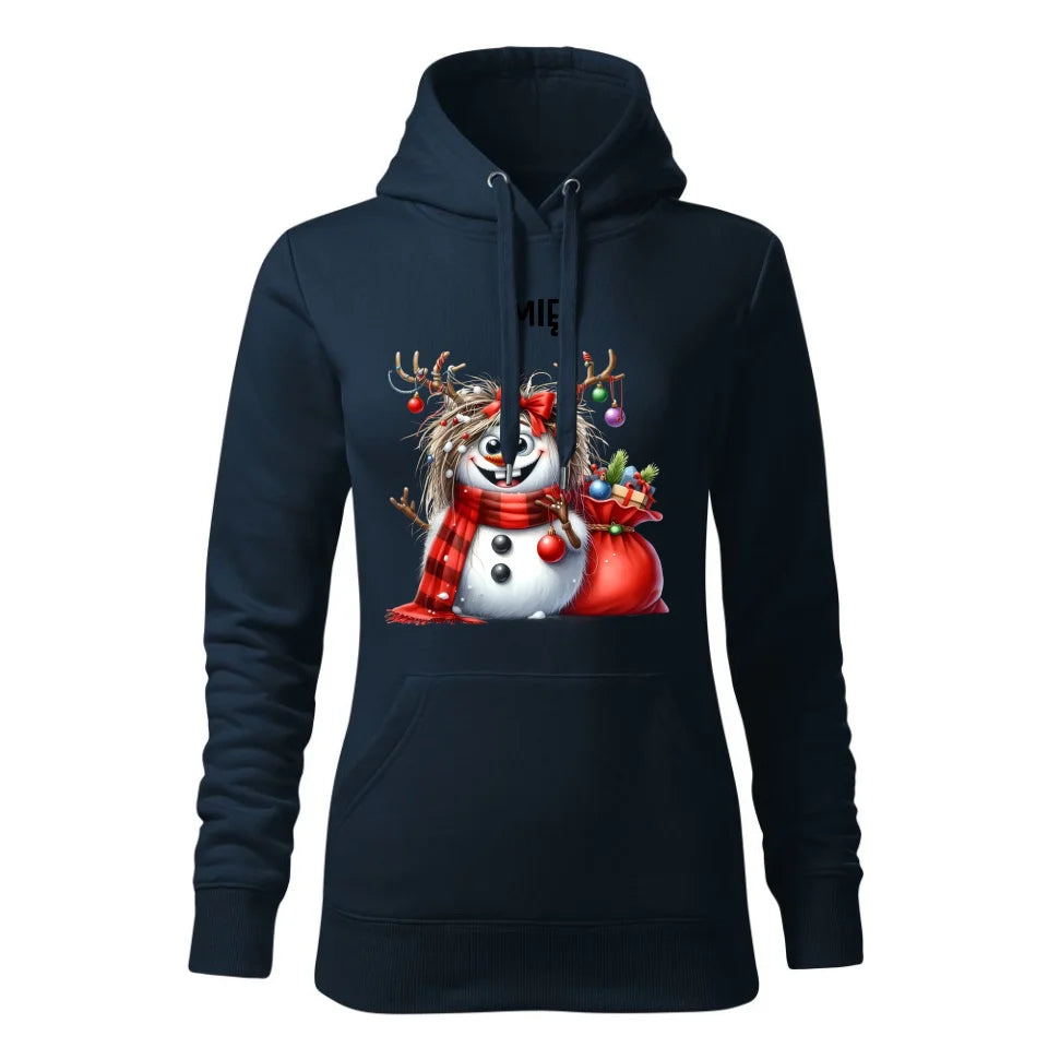 Świąteczna bluza damska z kapturem granatowa na prezent personalizacja hoodie Święta Boże Narodzenie Mikołajki