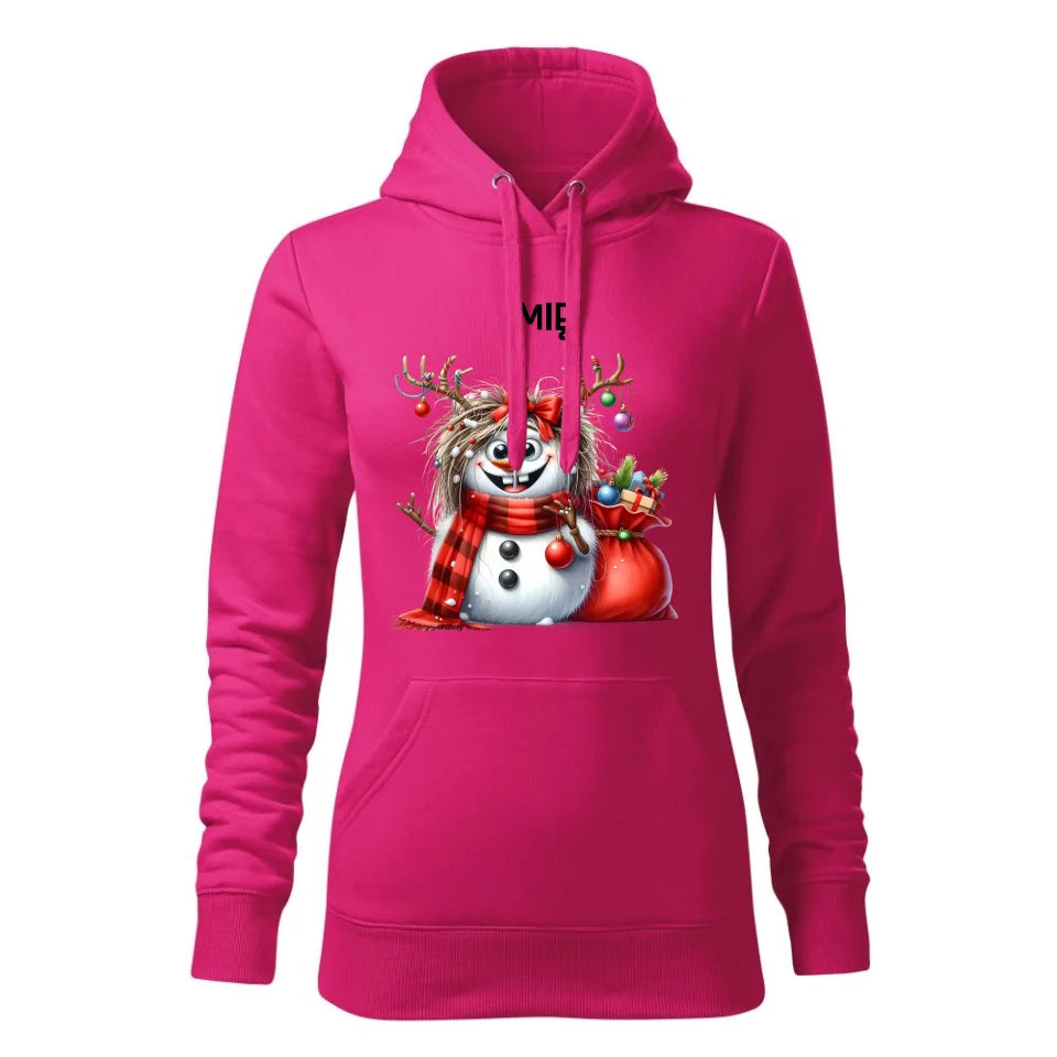 Świąteczna bluza damska z kapturem różowa na prezent personalizacja hoodie Święta Boże Narodzenie Mikołajki