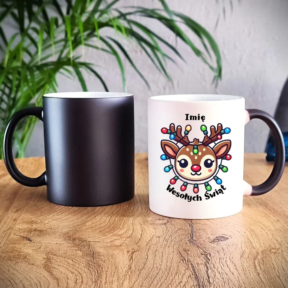 Renifer Wesołych Świąt | Personalizowany kubek świąteczny BN72 - StoryCups.pl