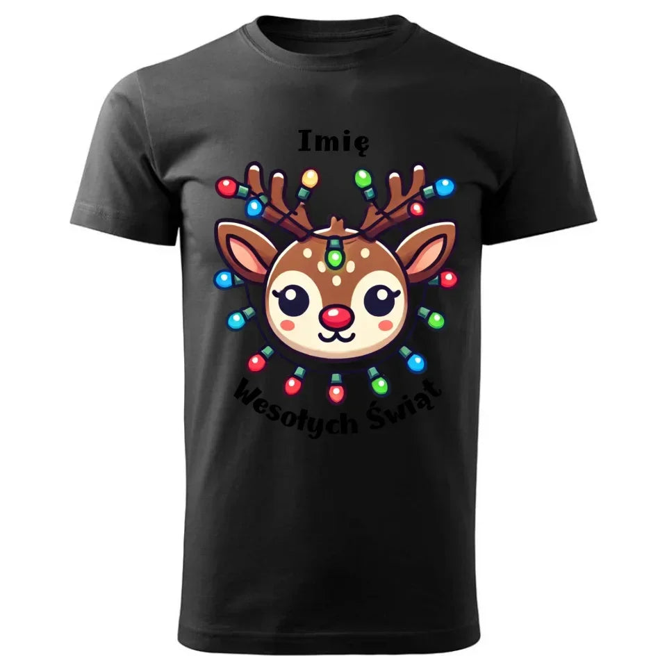 Renifer Wesołych Świąt | Personalizowana świąteczna koszulka męska BN72 - StoryCups.pl