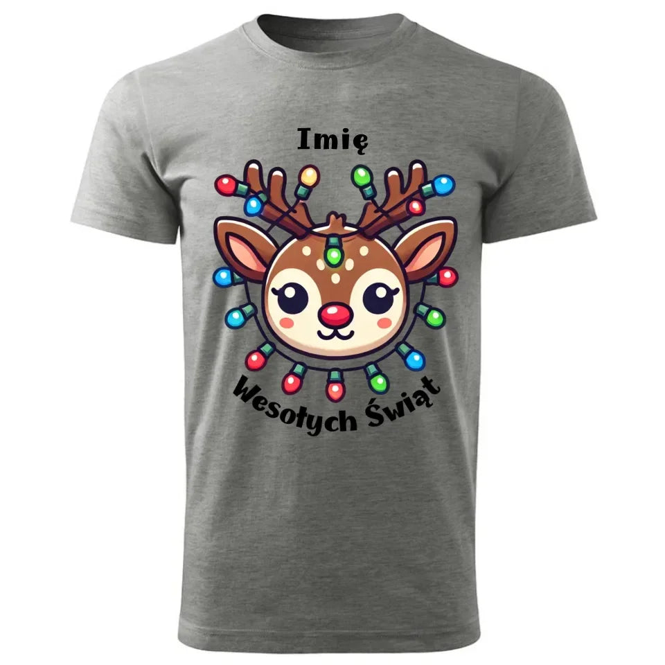 Renifer Wesołych Świąt | Personalizowana świąteczna koszulka męska BN72 - StoryCups.pl