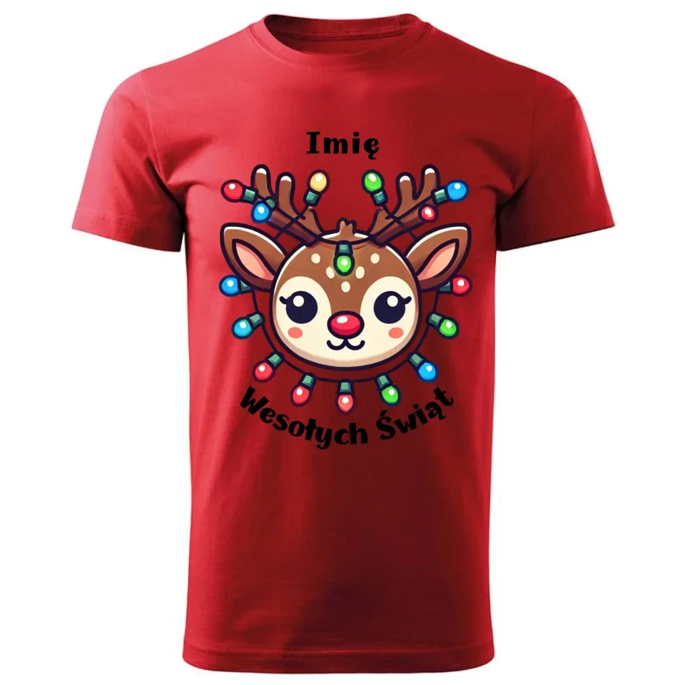 Renifer Wesołych Świąt | Personalizowana świąteczna koszulka męska BN72 - StoryCups.pl