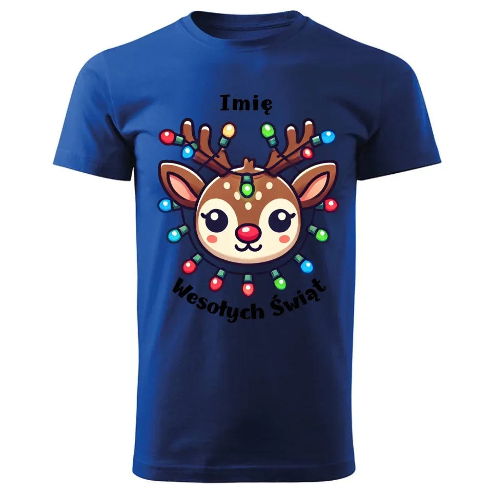 Renifer Wesołych Świąt | Personalizowana świąteczna koszulka męska BN72 - StoryCups.pl