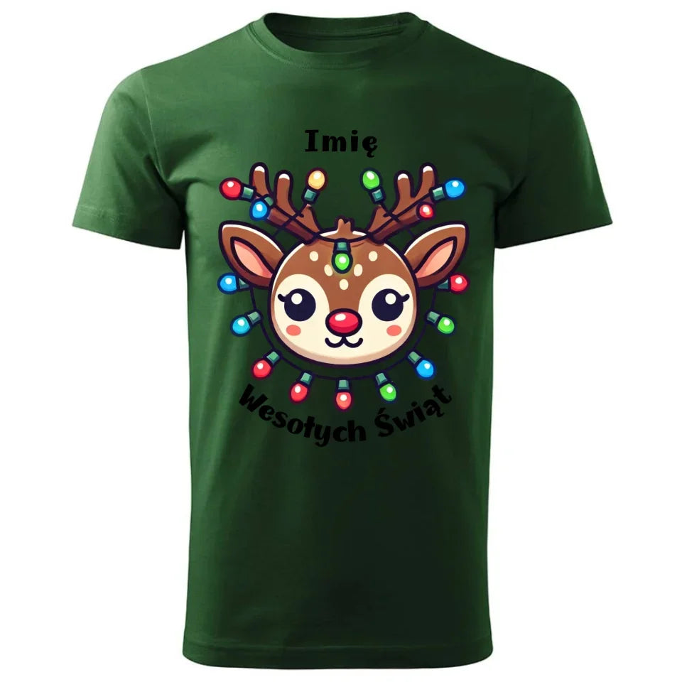 Renifer Wesołych Świąt | Personalizowana świąteczna koszulka męska BN72 - StoryCups.pl