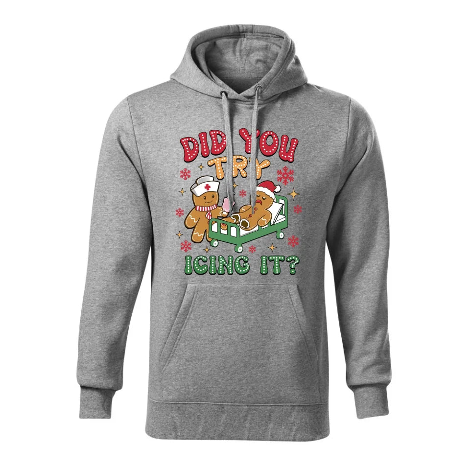 Świąteczna bluza męska z kapturem szara na prezent personalizacja hoodie Święta Boże Narodzenie Mikołajki