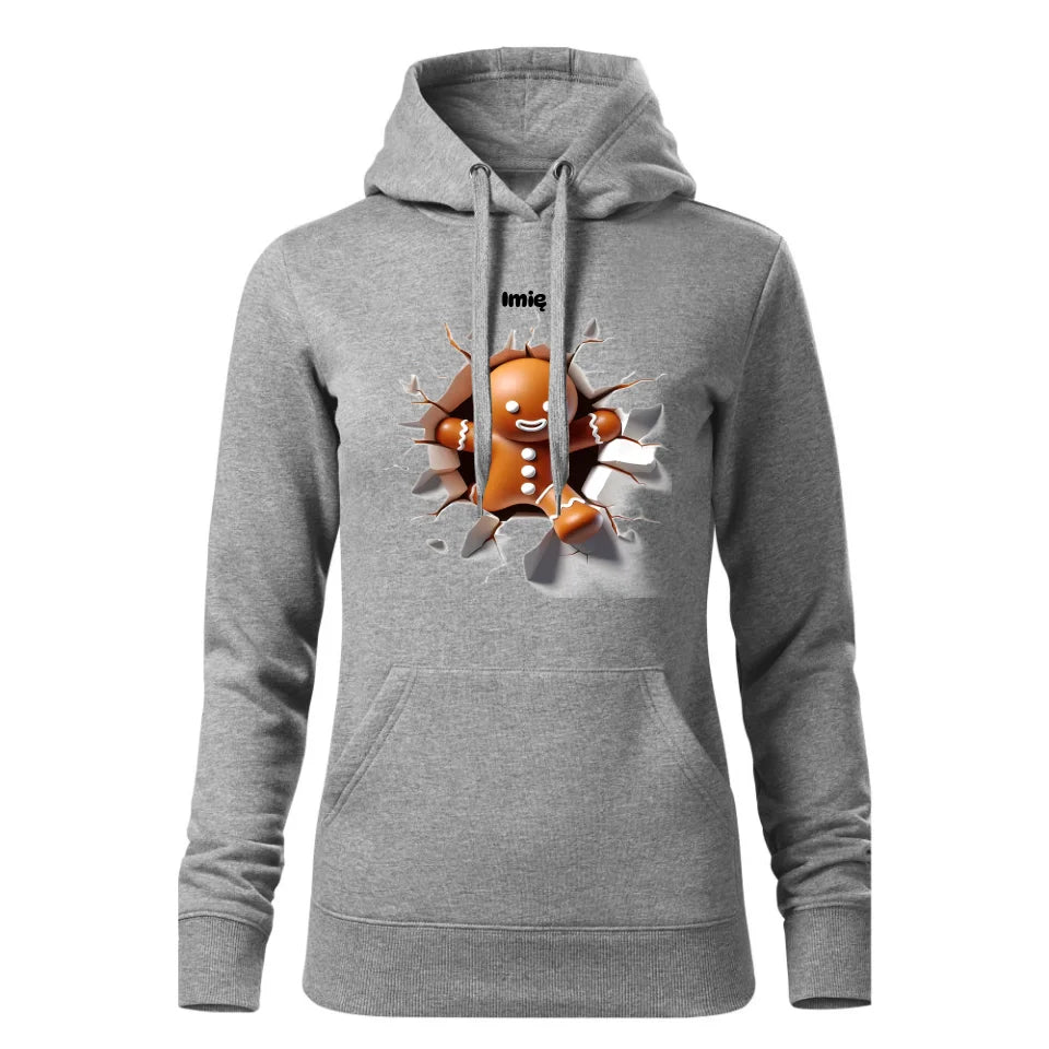 Świąteczna bluza damska z kapturem szara na prezent personalizacja hoodie Święta Boże Narodzenie Mikołajki