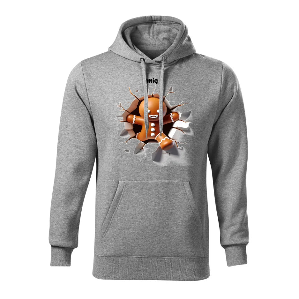 Świąteczna bluza męska z kapturem szara na prezent personalizacja hoodie Święta Boże Narodzenie Mikołajki