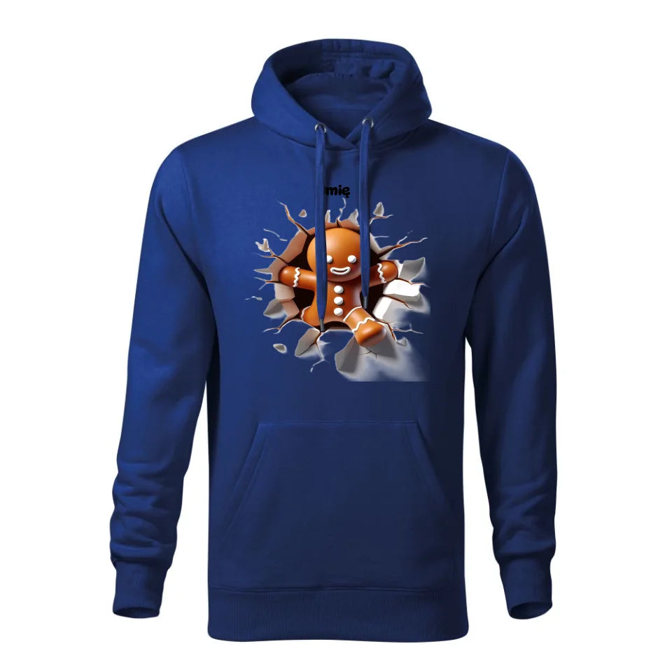 Świąteczna bluza męska z kapturem niebieska na prezent personalizacja hoodie Święta Boże Narodzenie Mikołajki