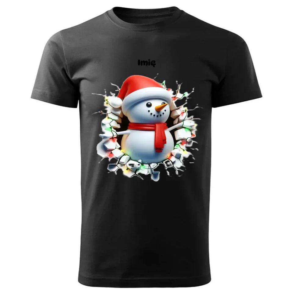 Bałwanek 3D | Personalizowana świąteczna koszulka męska BN82 - StoryCups.pl