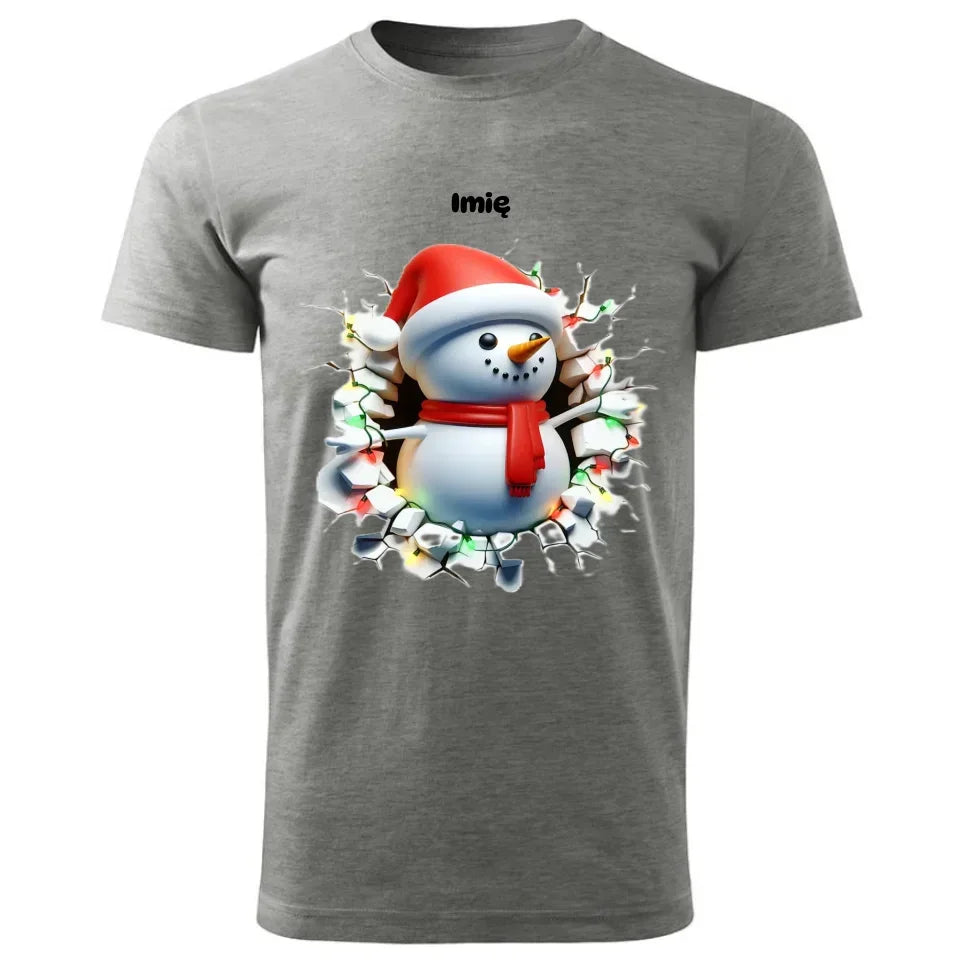 Bałwanek 3D | Personalizowana świąteczna koszulka męska BN82 - StoryCups.pl