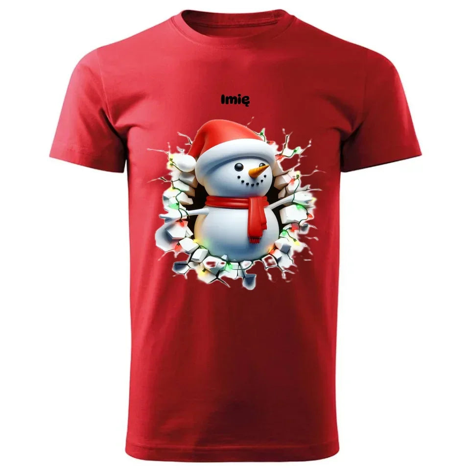 Bałwanek 3D | Personalizowana świąteczna koszulka męska BN82 - StoryCups.pl