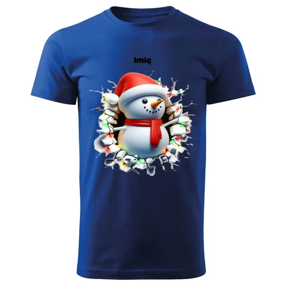 Bałwanek 3D | Personalizowana świąteczna koszulka męska BN82 - StoryCups.pl