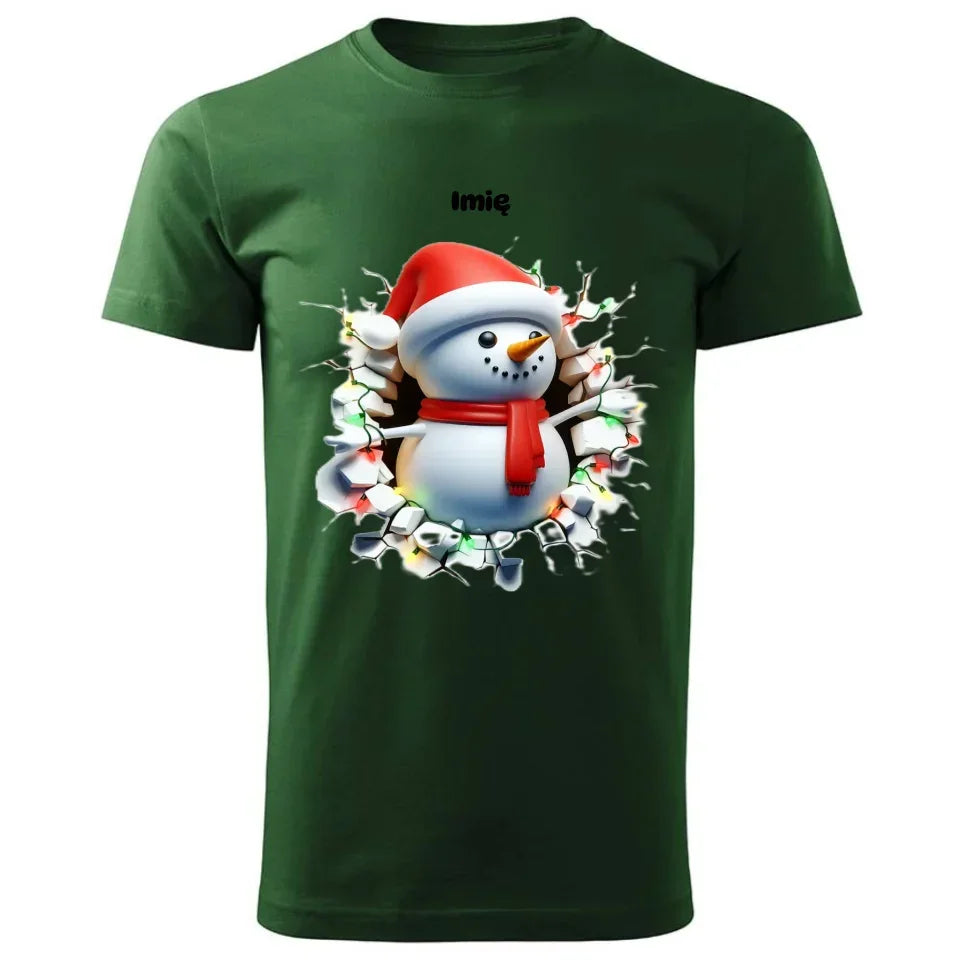 Bałwanek 3D | Personalizowana świąteczna koszulka męska BN82 - StoryCups.pl