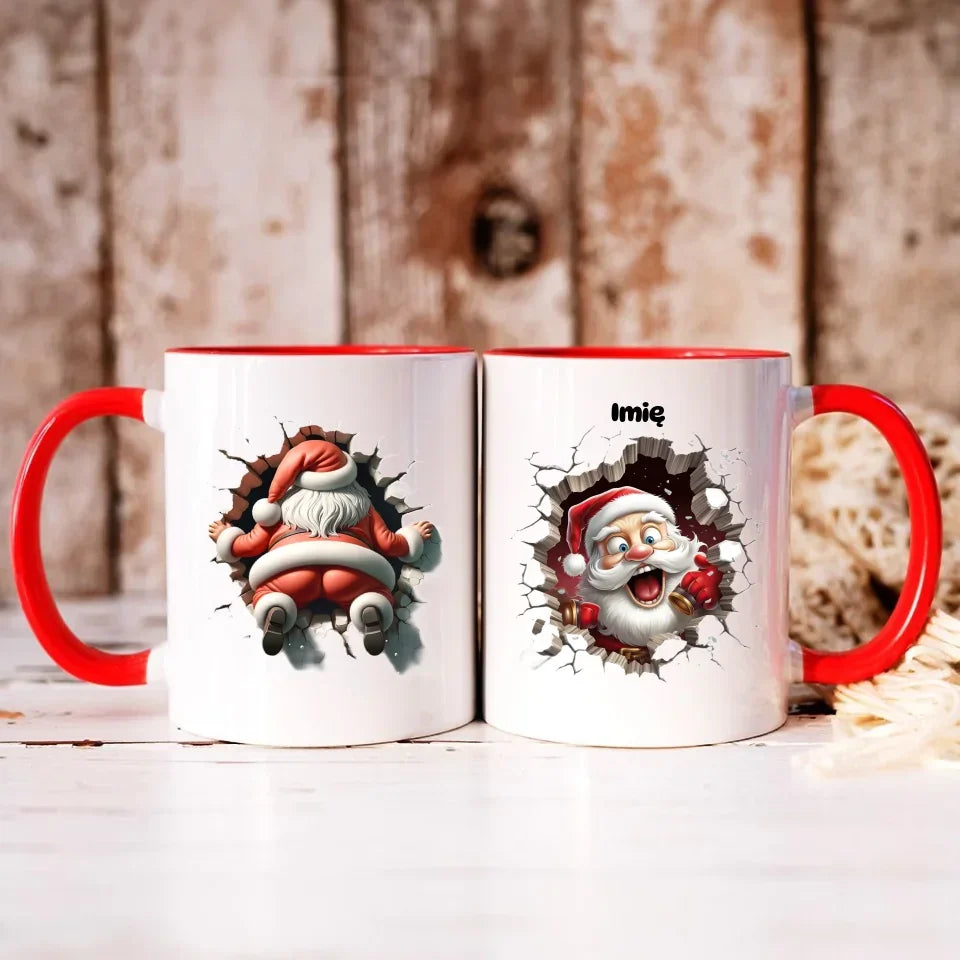 Mikołajek 3D | Personalizowany kubek świąteczny BN85 - StoryCups.pl