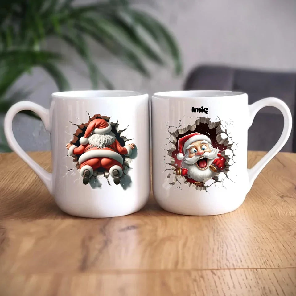 Mikołajek 3D | Personalizowany kubek świąteczny BN85 - StoryCups.pl