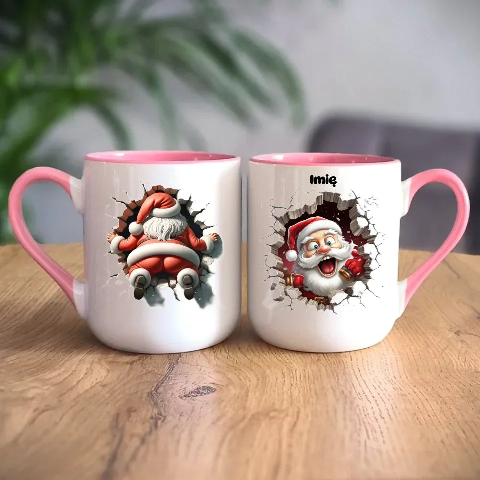 Mikołajek 3D | Personalizowany kubek świąteczny BN85 - StoryCups.pl