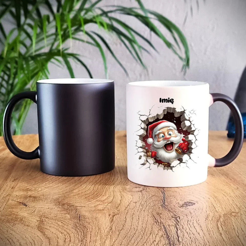 Mikołajek 3D | Personalizowany kubek świąteczny BN85 - StoryCups.pl