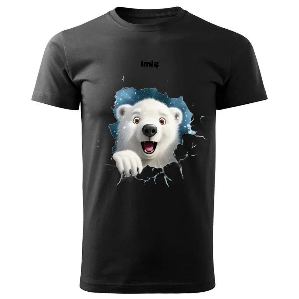 Miś polarny 3D | Personalizowana świąteczna koszulka męska BN86 - StoryCups.pl