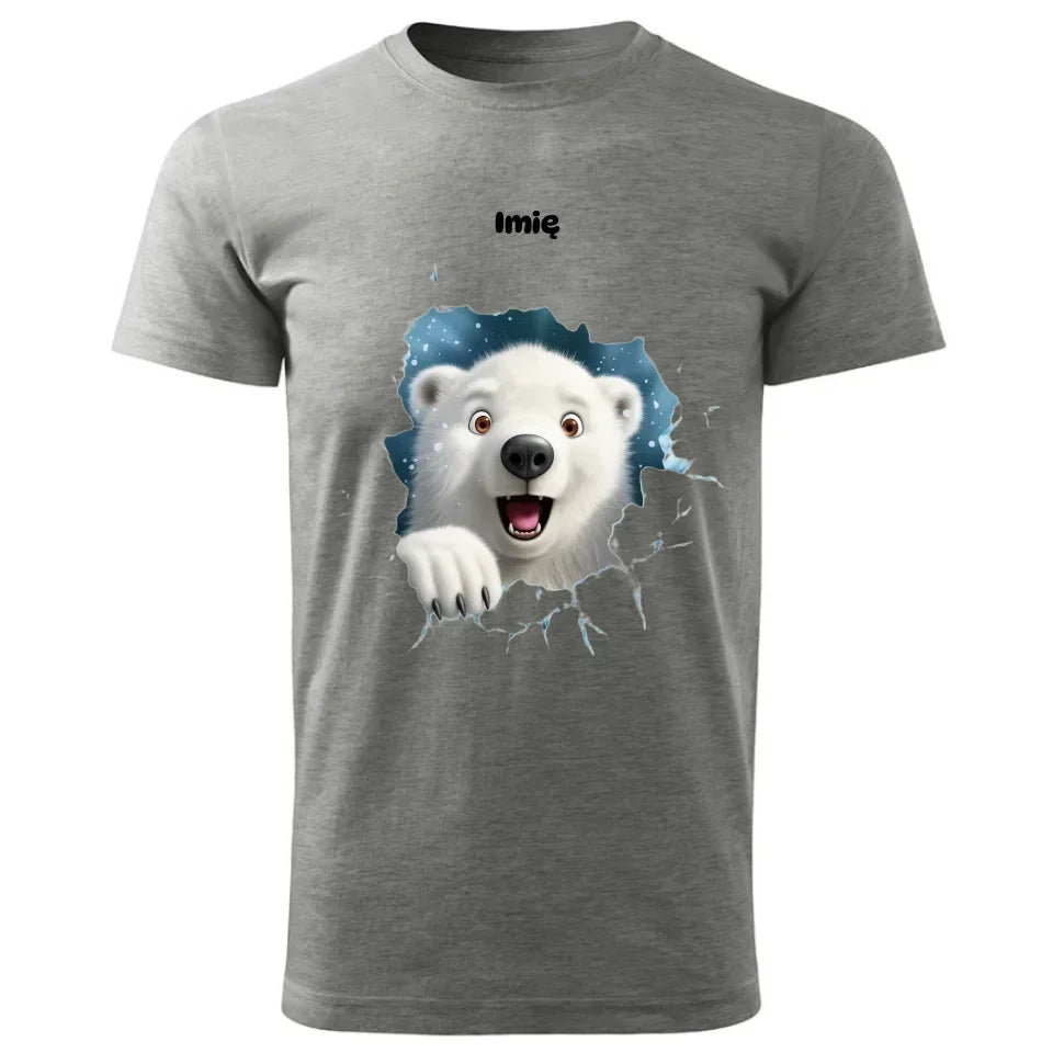 Miś polarny 3D | Personalizowana świąteczna koszulka męska BN86 - StoryCups.pl