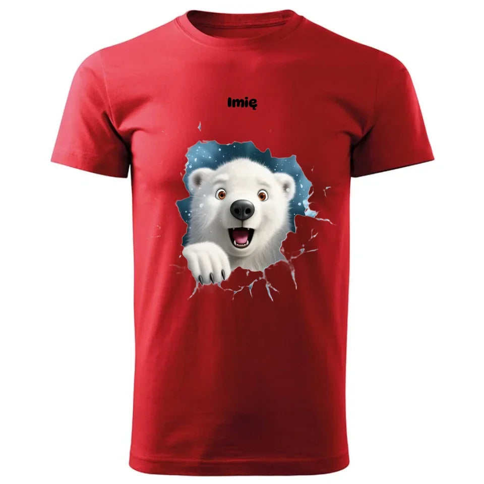 Miś polarny 3D | Personalizowana świąteczna koszulka męska BN86 - StoryCups.pl