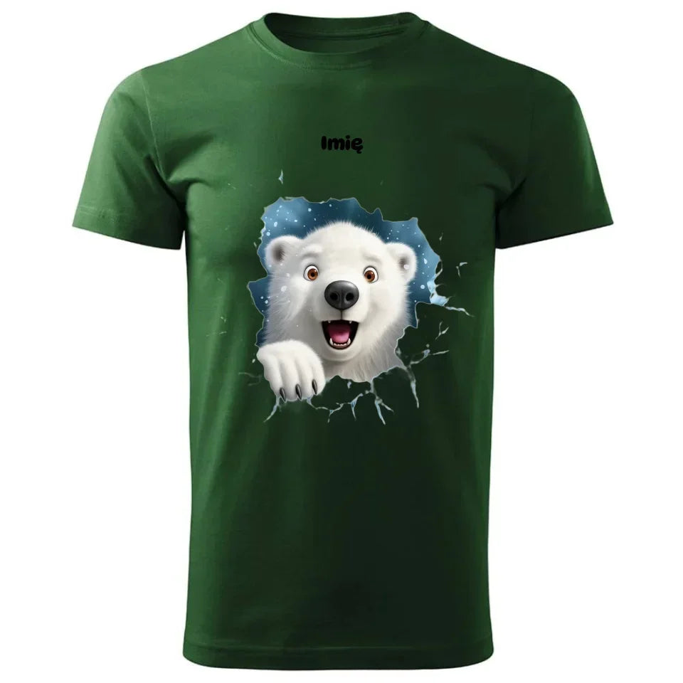 Miś polarny 3D | Personalizowana świąteczna koszulka męska BN86 - StoryCups.pl