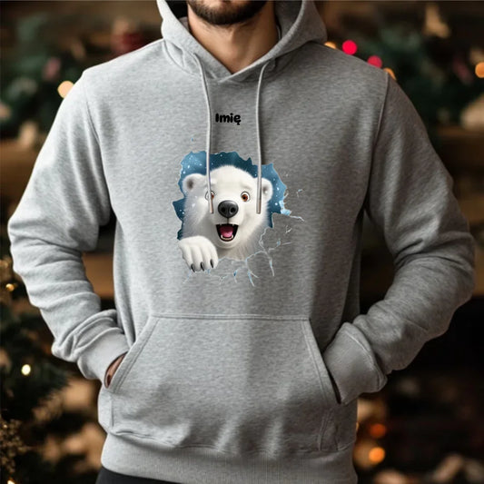 Świąteczna bluza męska z kapturem na prezent hoodie personalizacja