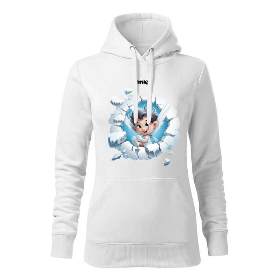 Świąteczna bluza damska z kapturem biała na prezent personalizacja hoodie Święta Boże Narodzenie Mikołajki