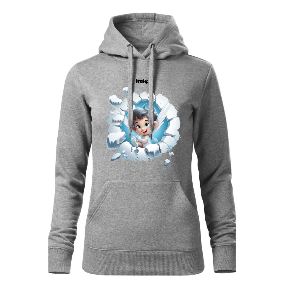 Świąteczna bluza damska z kapturem szara na prezent personalizacja hoodie Święta Boże Narodzenie Mikołajki