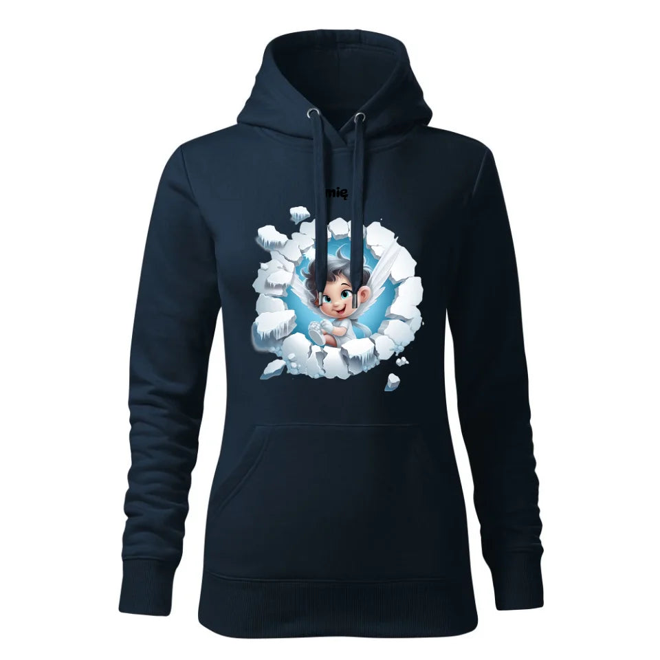 Świąteczna bluza damska z kapturem granatowa na prezent personalizacja hoodie Święta Boże Narodzenie Mikołajki