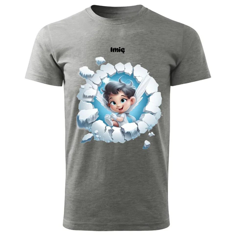 Aniołek 3D | Personalizowana świąteczna koszulka męska BN87 - StoryCups.pl