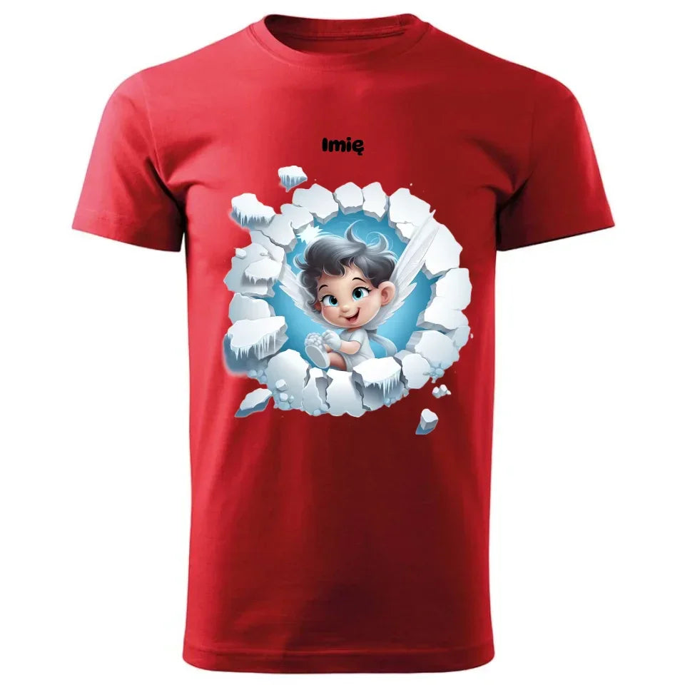 Aniołek 3D | Personalizowana świąteczna koszulka męska BN87 - StoryCups.pl