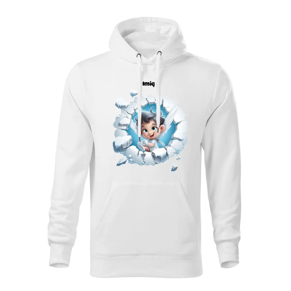 Świąteczna bluza męska z kapturem biała na prezent personalizacja hoodie Święta Boże Narodzenie Mikołajki