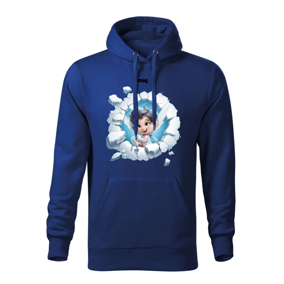 Świąteczna bluza męska z kapturem niebieska na prezent personalizacja hoodie Święta Boże Narodzenie Mikołajki