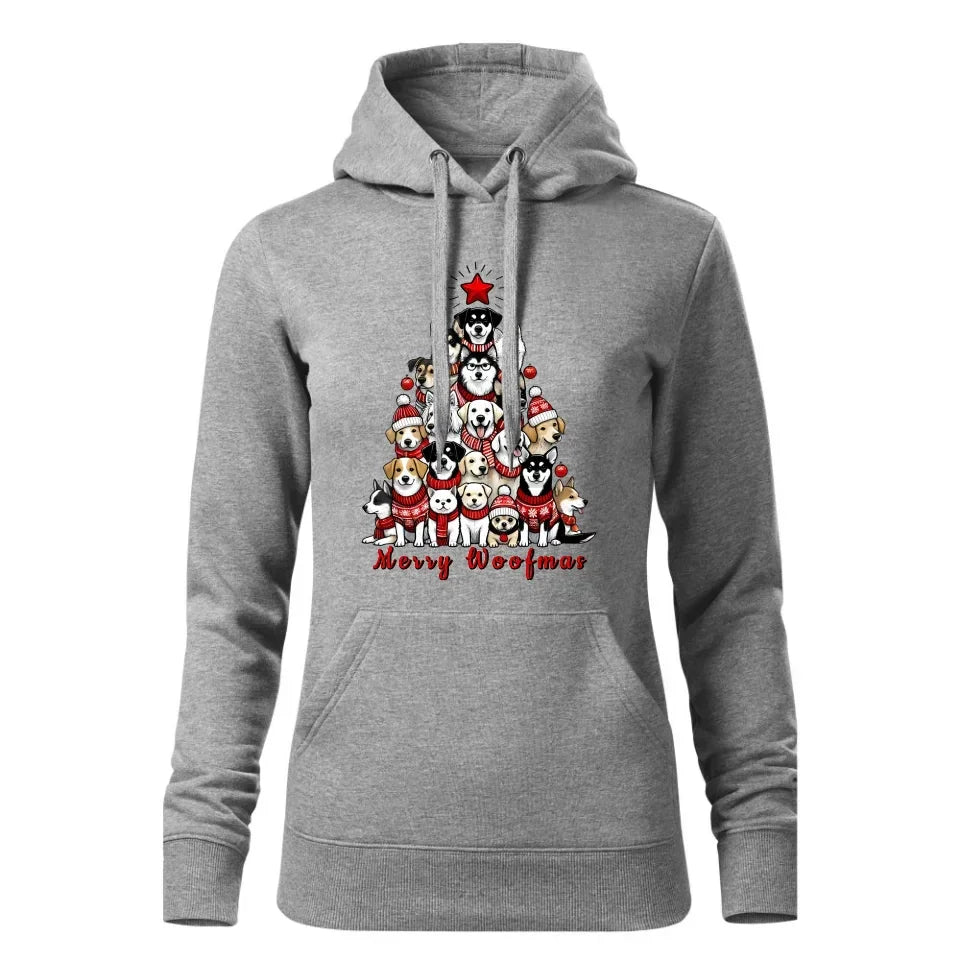 Merry woofmas | Świąteczna bluza damska z kapturem BN90 - StoryCups.pl