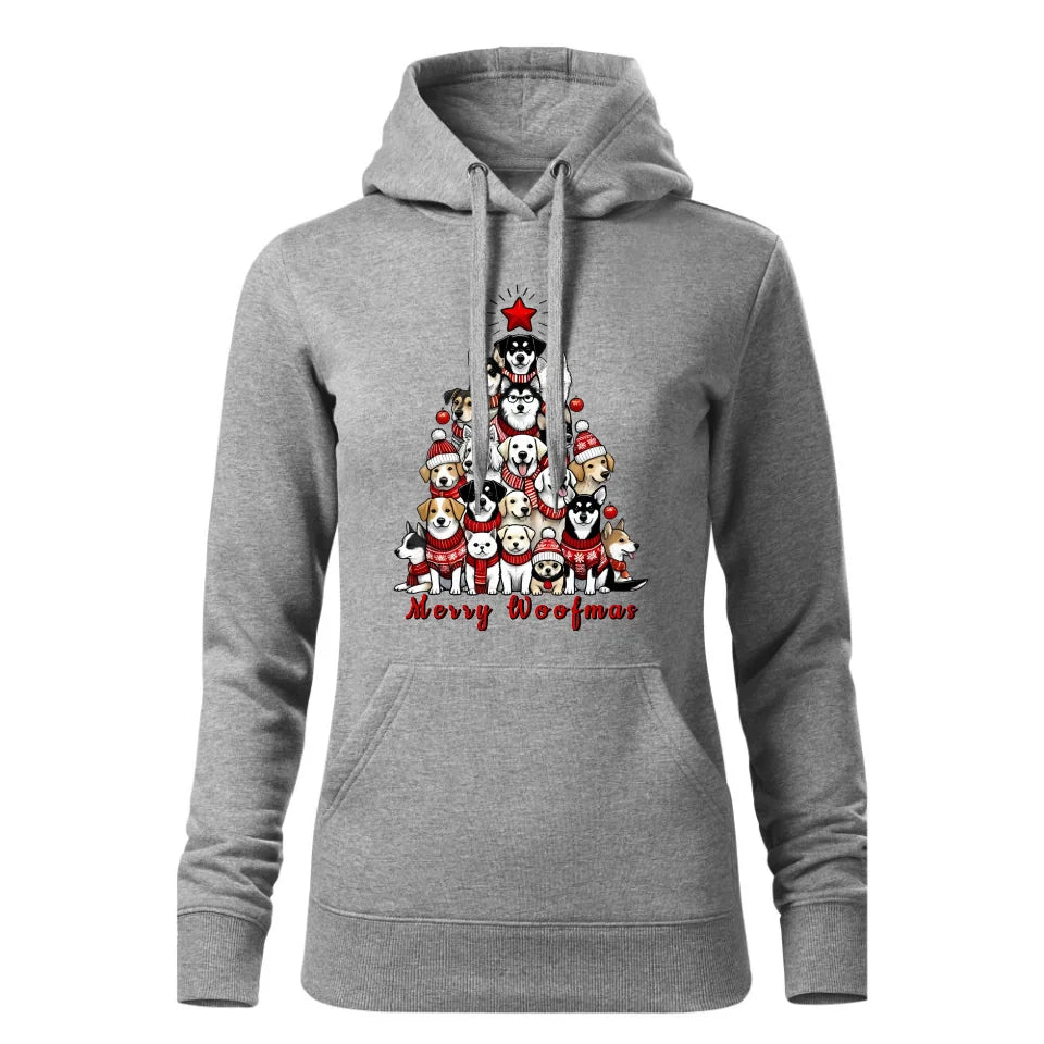 Świąteczna bluza damska z kapturem szara na prezent personalizacja hoodie Święta Boże Narodzenie Mikołajki