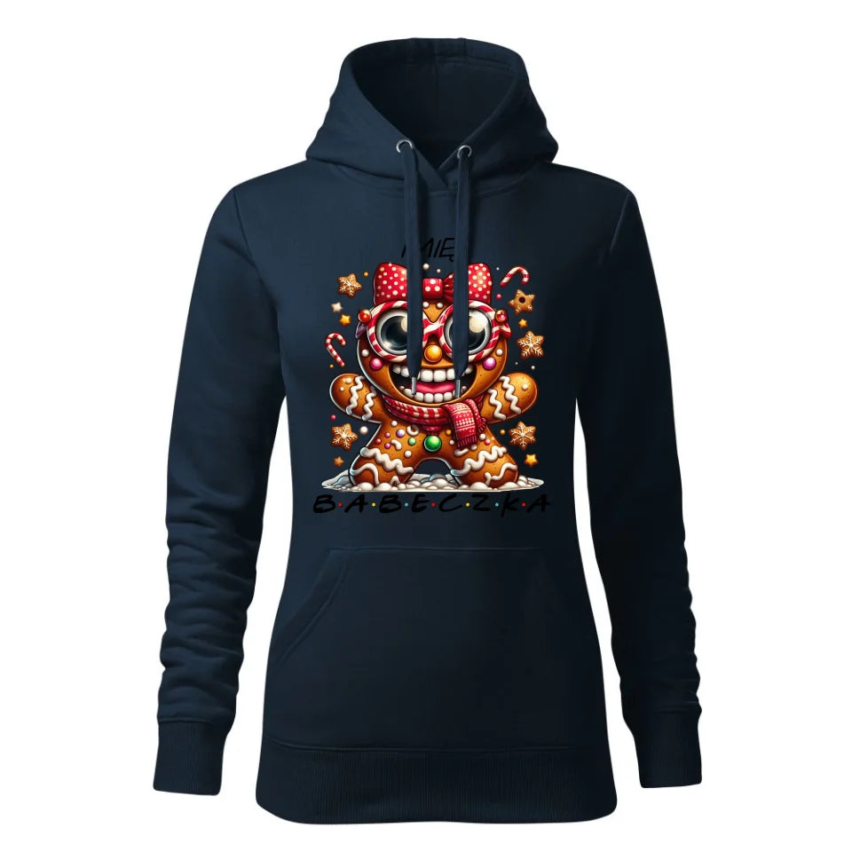 Świąteczna bluza damska z kapturem granatowa na prezent personalizacja hoodie Święta Boże Narodzenie Mikołajki